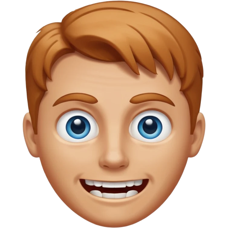 white man with caramel hair and blue eyes whos very scary but so so happy! emoji
