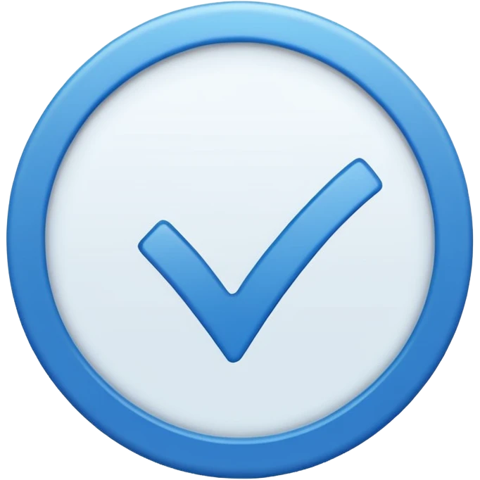 Mavi yuvarlağın içinde beyaz tik emoji