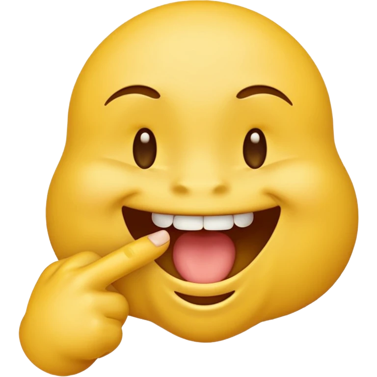 Yellow emoji smirking while biting finger  emoji