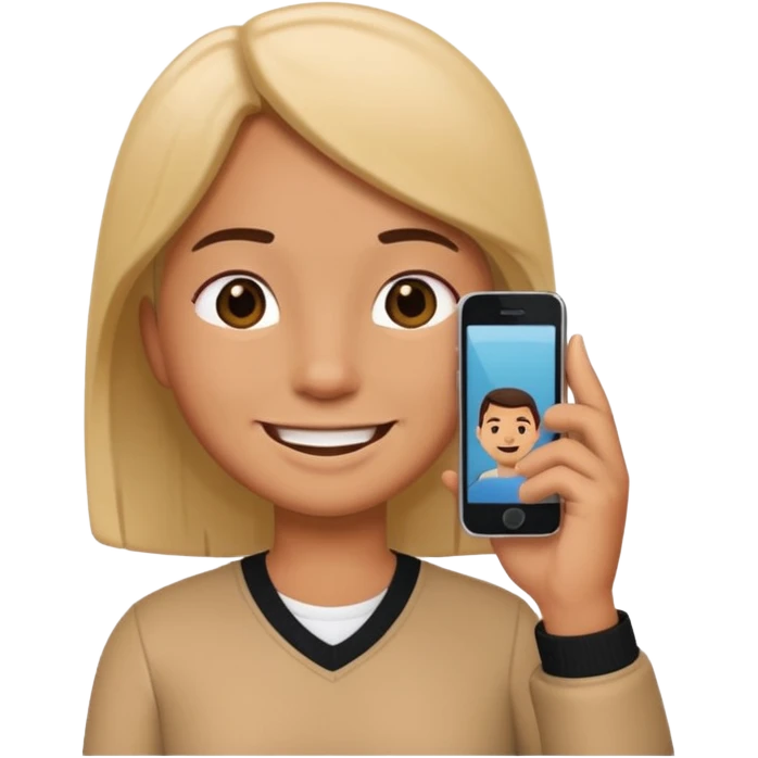 A 3D bitmoji talking on mobile with someone emoji