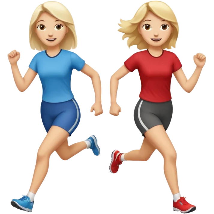 I want 2 women holding hands running in same direction, one is brunette, one is blonde emoji