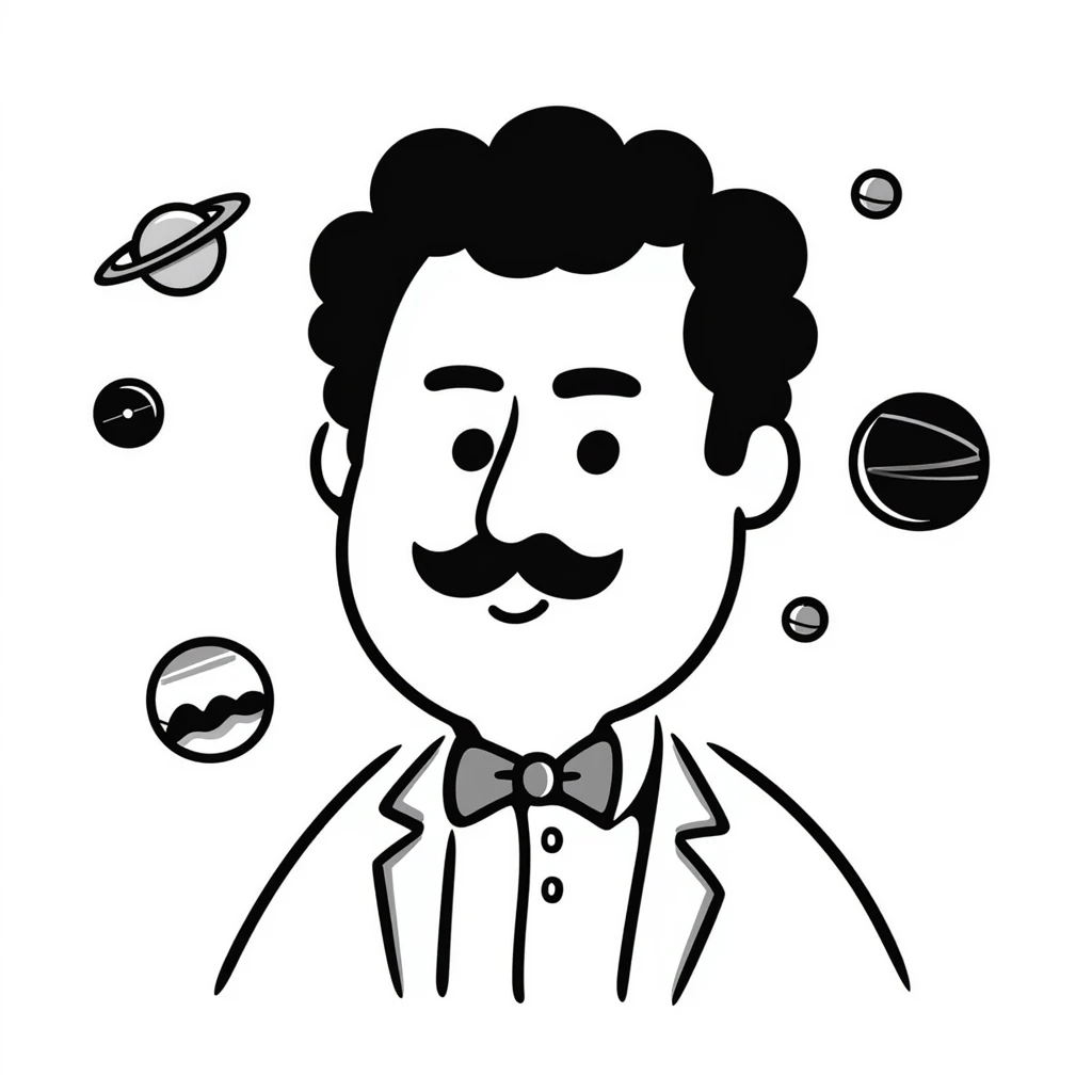 Neil deGrasse Tyson, famous astrophysicist with a mustache, wearing a suit, planets in background emoji