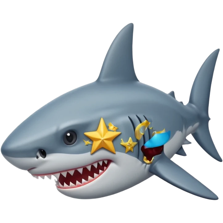 Tête Requin avec une vrai étoile dans 1 oeil emoji