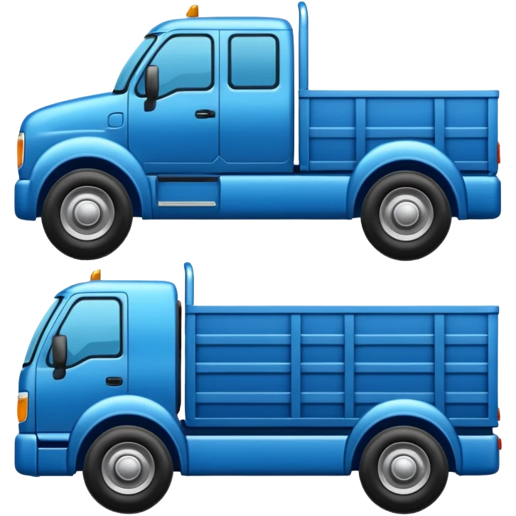 "iOS style truck emoji, big wheels with a cargo bed, smooth texture, no background" emoji