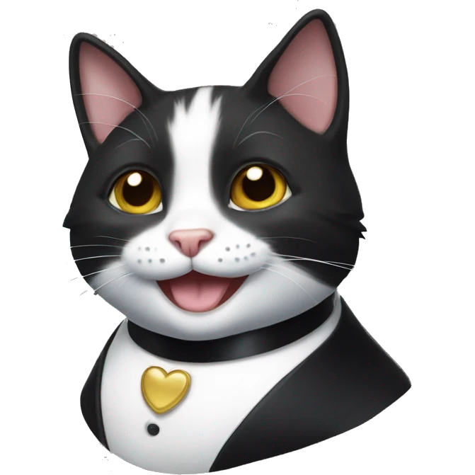 tuxedo cat with big smile emoji