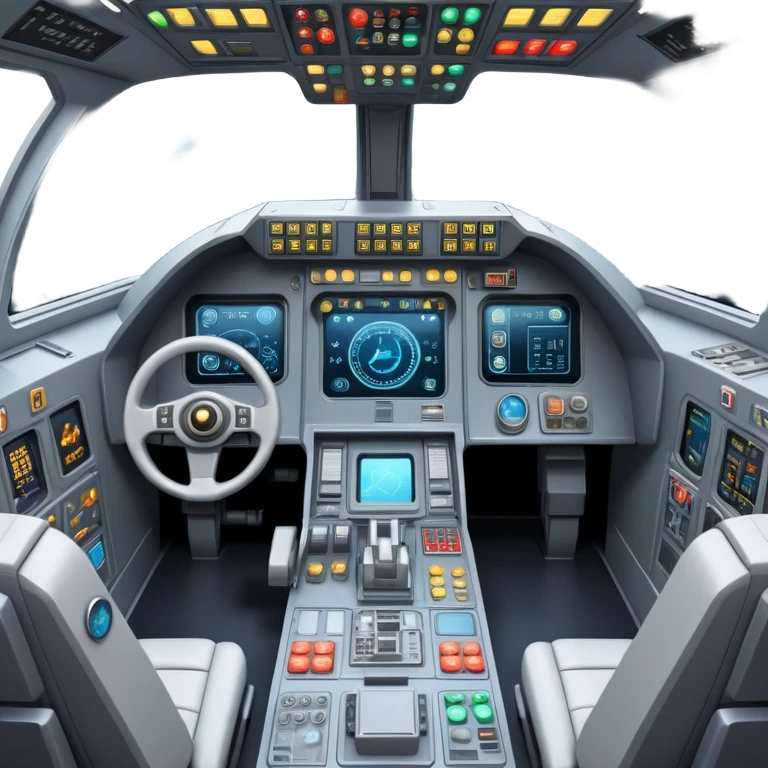 first person view inside spaceship cockpit with control panel and space visible through windshield emoji