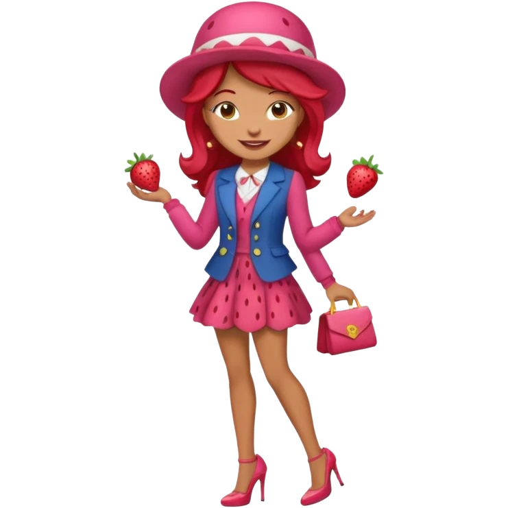 pretty and cute realistic modern day strawberry shortcake full body with high heels emoji emoji