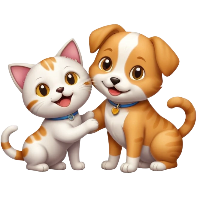 Cat and dog together as friends emoji