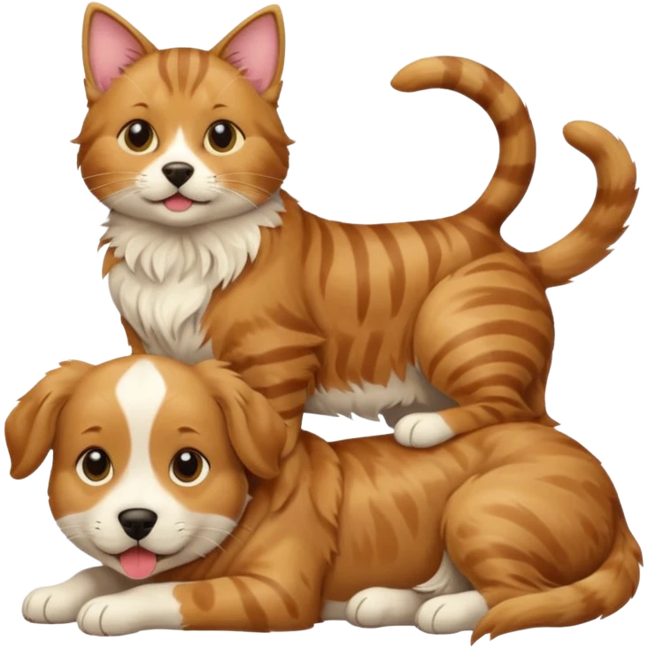 Cat on top of dog emoji