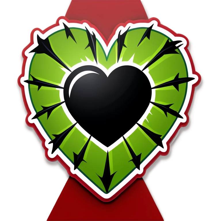 Black heart with green thorns wrapped aorund it emoji