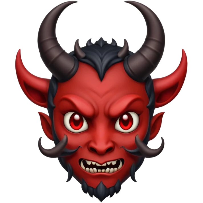 devil emoji in gothic palette with dark red and black colors, ornate horns, elegant and sinister expression, moody atmosphere emoji