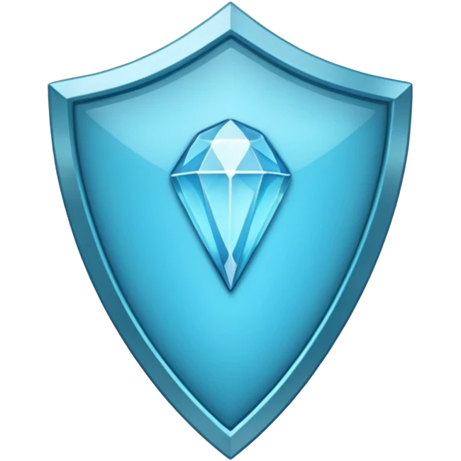 Cyan blue shield with diamond emoji