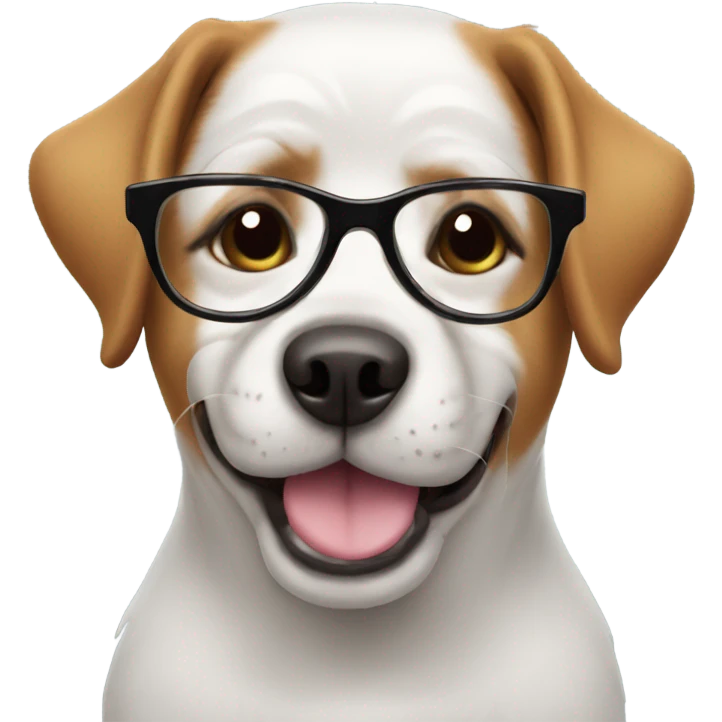 dog with glasses and ha emoji