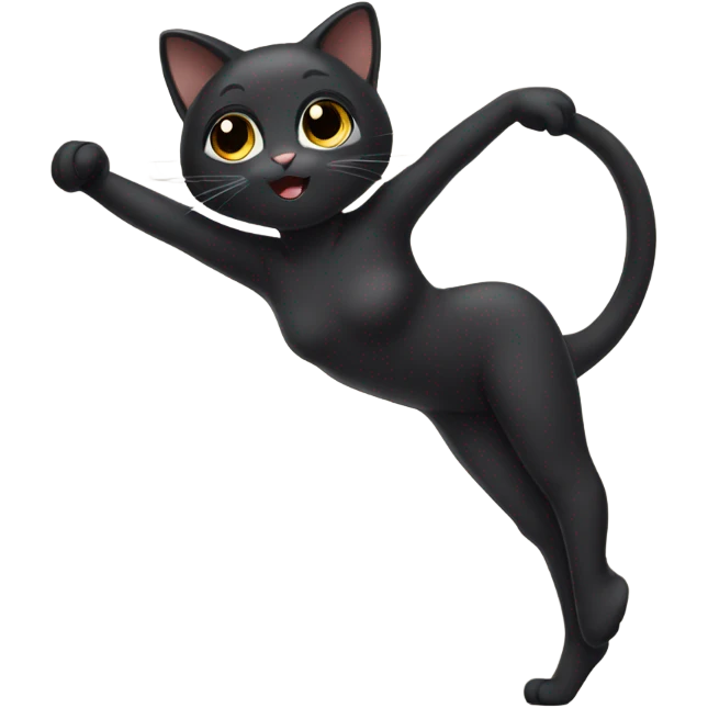 Black hair kitty doing gymnastics emoji
