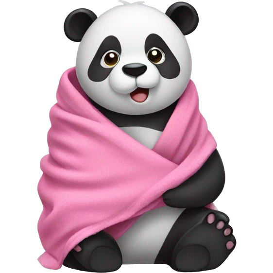 Panda wearing a pink blanket  emoji
