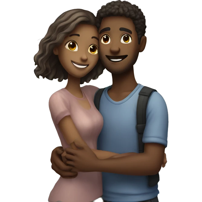 A guy and a girl hugging by the sea emoji