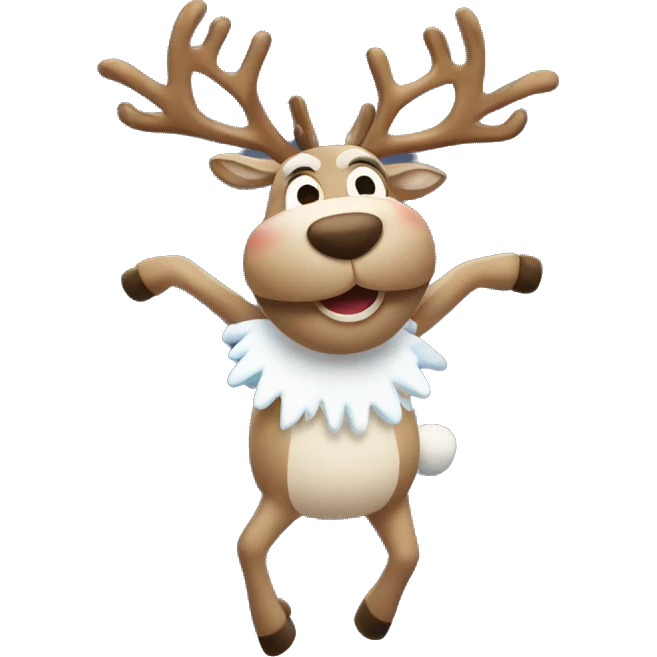 A reindeer dancing with snowflakes emoji