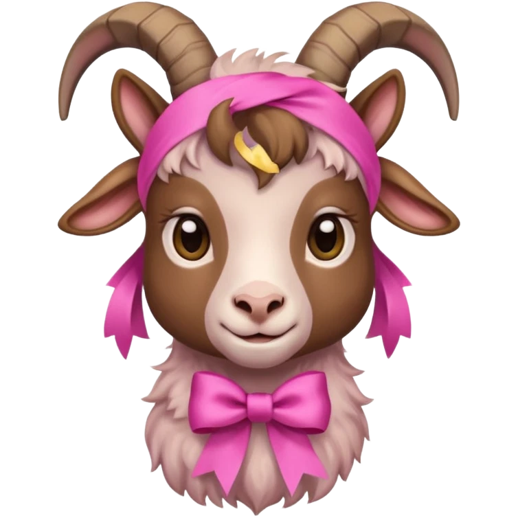 brown goat with pink ribbon pookie emoji