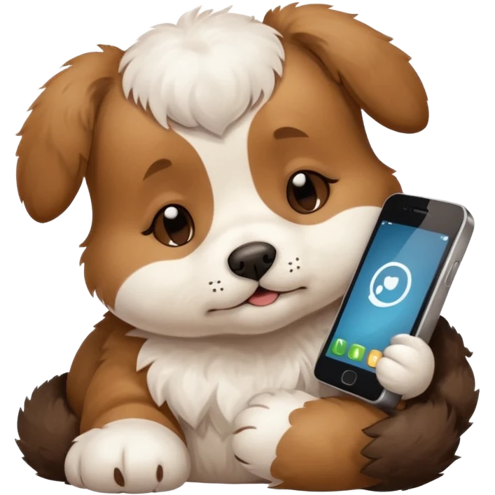 sleepy puppy with phone emoji