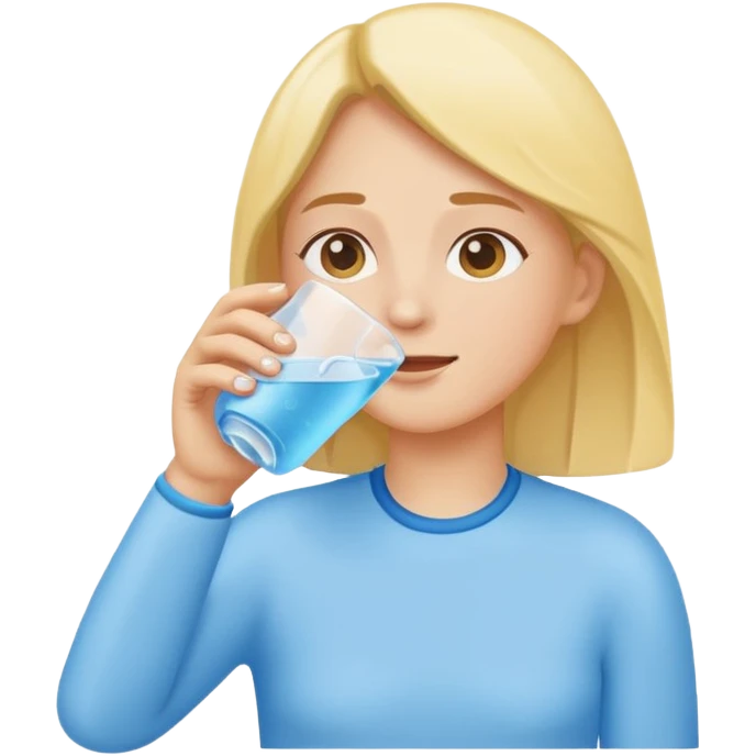 Emoji of a person drinking water, healthy and refreshing feeling, simple flat emoji style, bright colors, clean lines, no text, transparent background. emoji