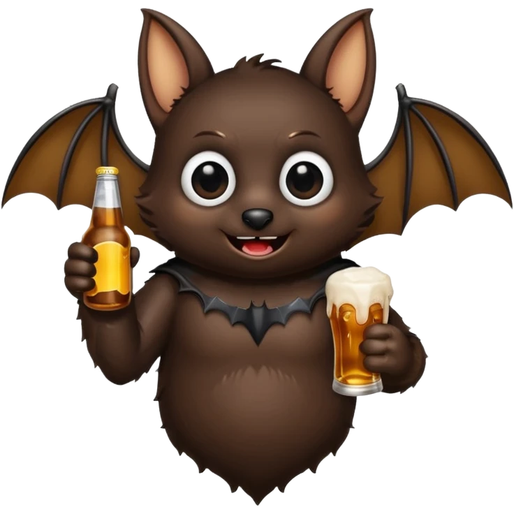 black bat drinking beer emoji