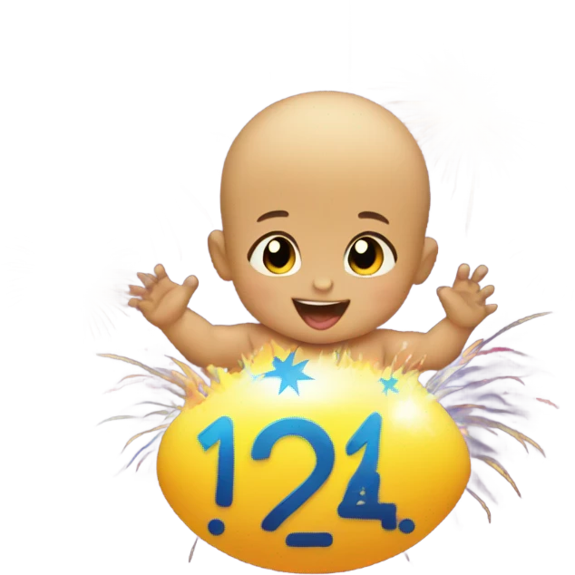Baby with happy new year and fireworks exploding  emoji