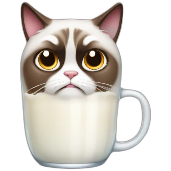 Grumpy cat drink à milk  emoji