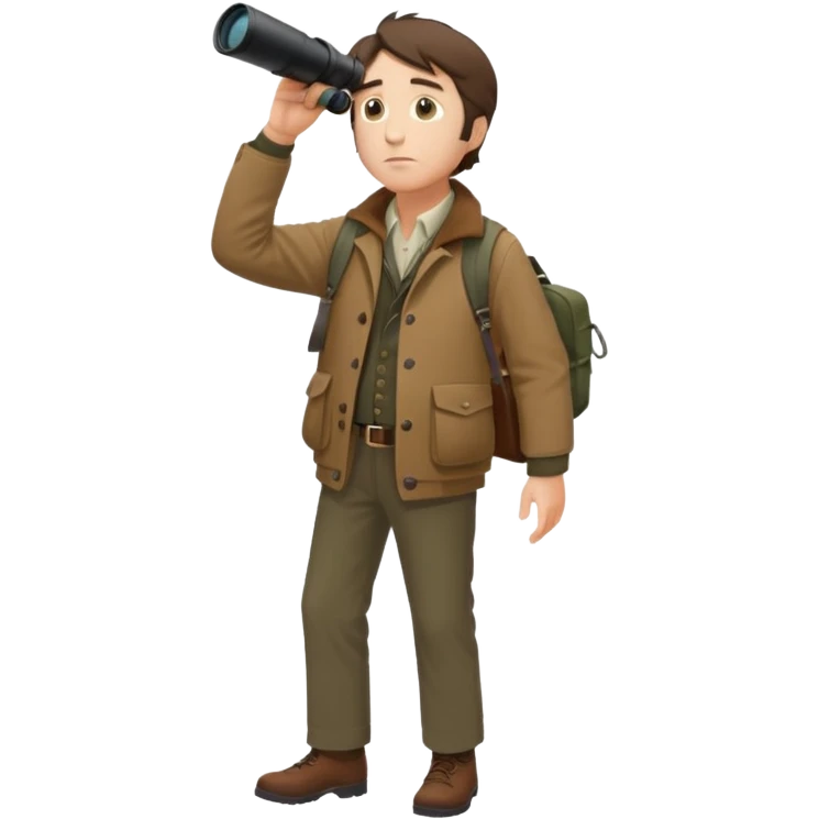henry David thoreau full body looking up  birdwatching with binoculars emoji