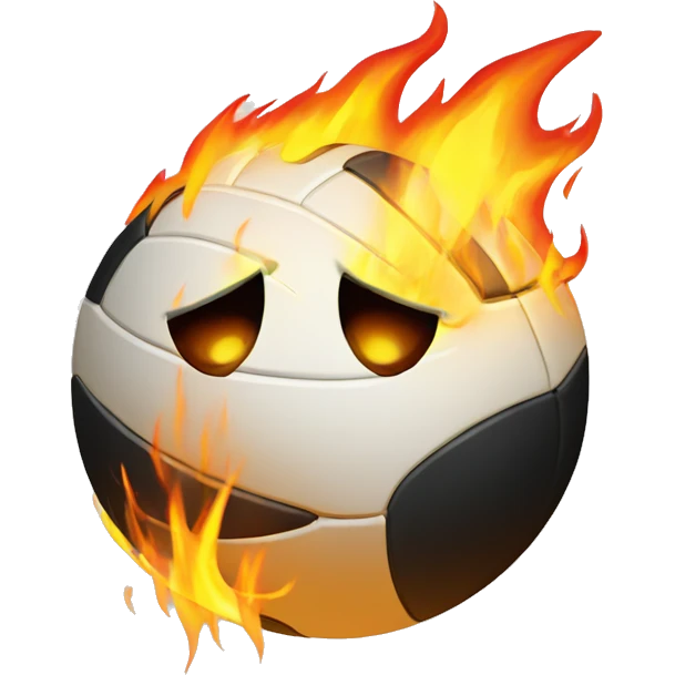 volleyball with fire showing passion emoji
