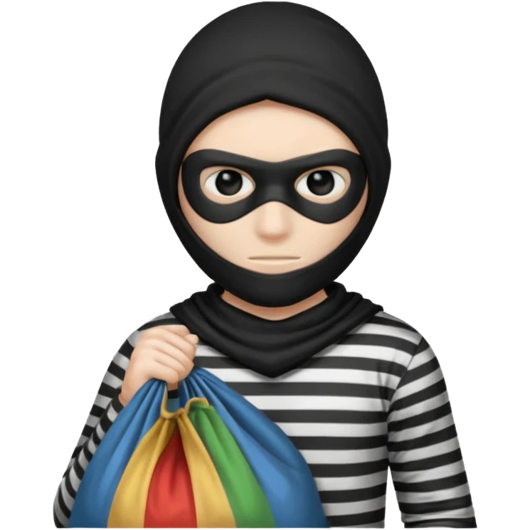 Thief in black mask holding sack emoji