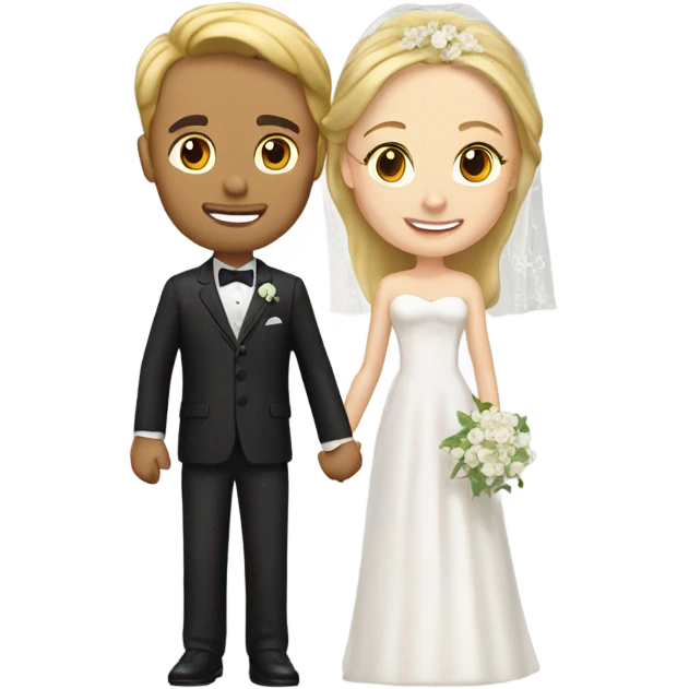 Blondie bride with brown hair groom emoji