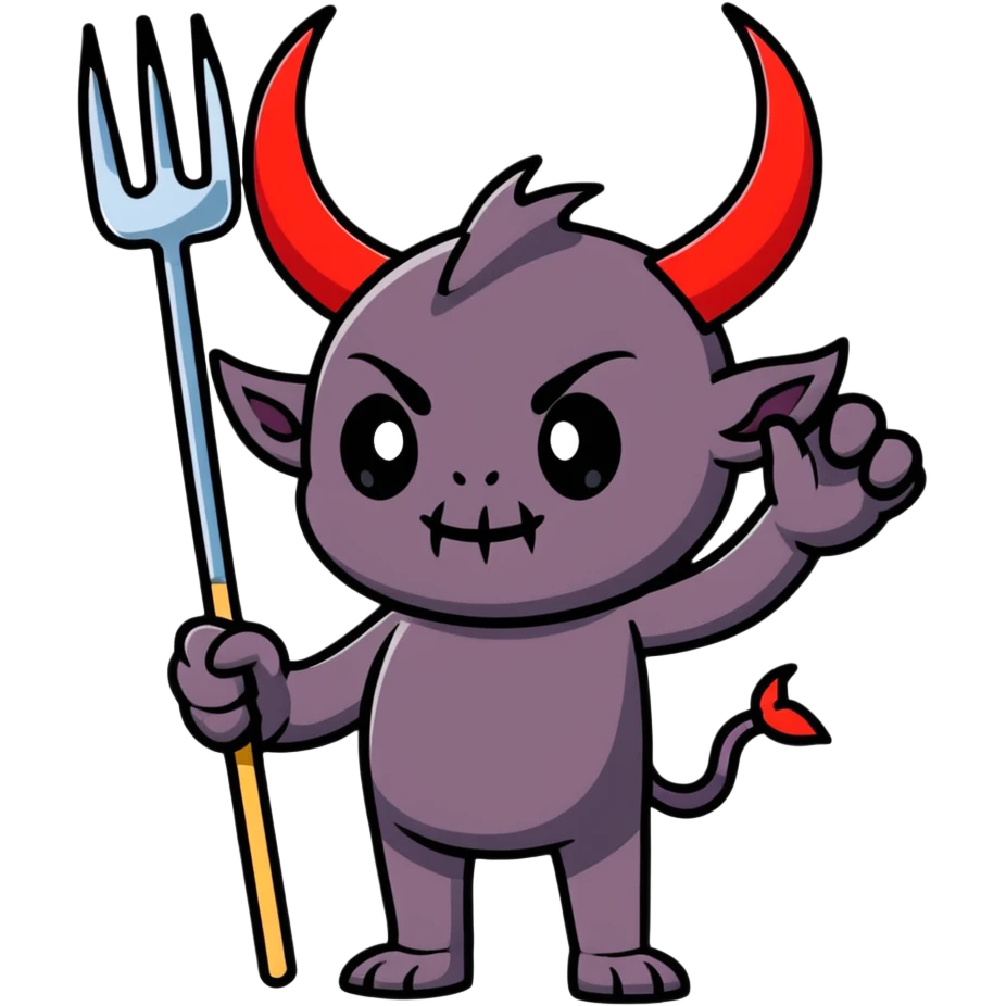 cute little demon with pitchfork emoji