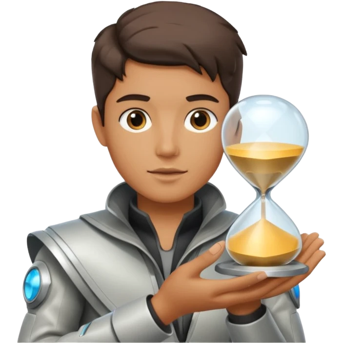 future Explorer with futuristic sandglass emoji