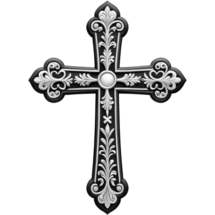 a black and white detailed cross emoji