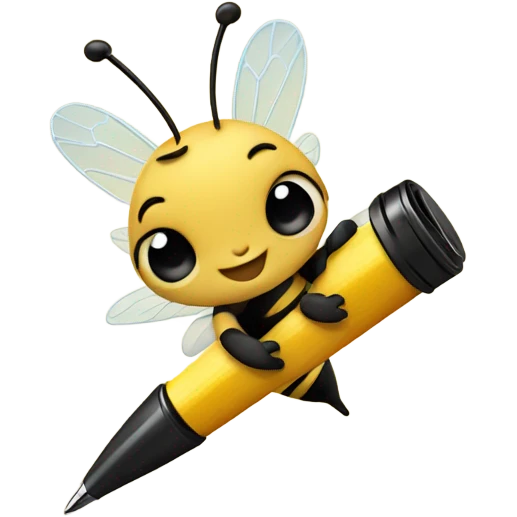 cute busy bee with pen emoji