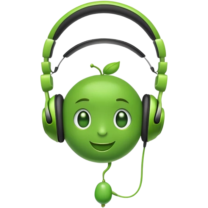 green pea wearing headphones emoji