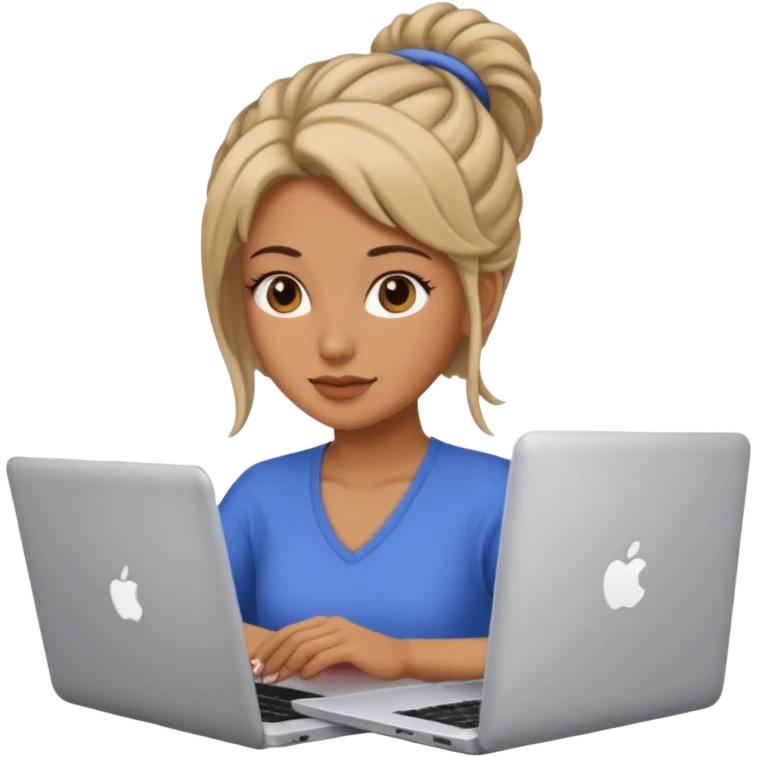 Women with laptop, different hair style. emoji