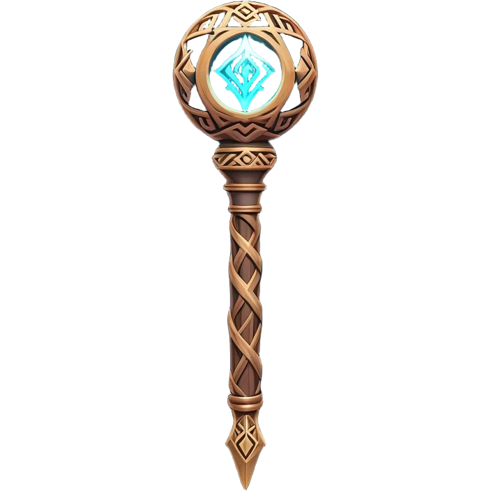 Clash of Clans aesthetic: Cinematic fireball Magic Staff Emoji, rendered in a 3D vector-style similar to standard emojis with minimal shading and bold, simplified shapes. A compact, isometric enchanted staff with intricate runic carvings and a glowing orb at its tip, softly glowing with a mystical arcane charm. Simplified yet unmistakably iconic, highly detailed and consistent, glowing with a soft radiant glow and high shine. Stylized with a touch of legendary sorcery and a soft glowing outline, capturing the essence of a powerful magic staff with a friendly, playful vibe! emoji
