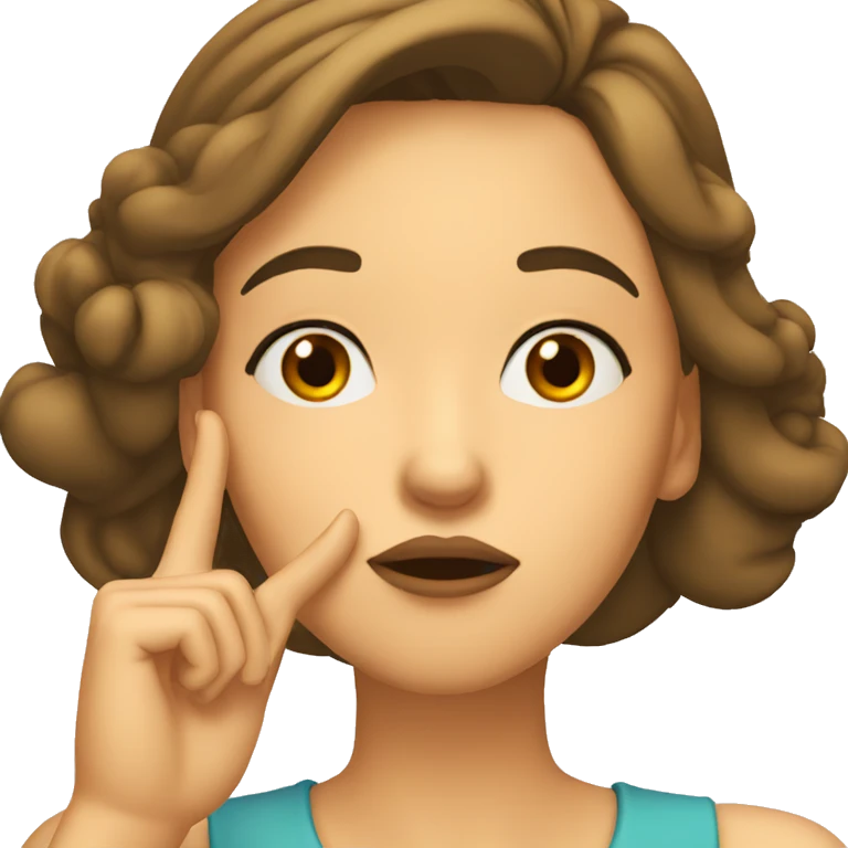 Woman whistling with her thumb and finger in mouth, slanted eyebrows, closed eyes emoji