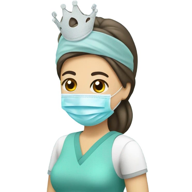 CRNA with surgical mask and tiara  emoji