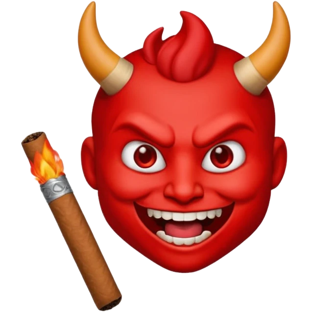 Emoji de diablo con sigarro en la boca emoji
