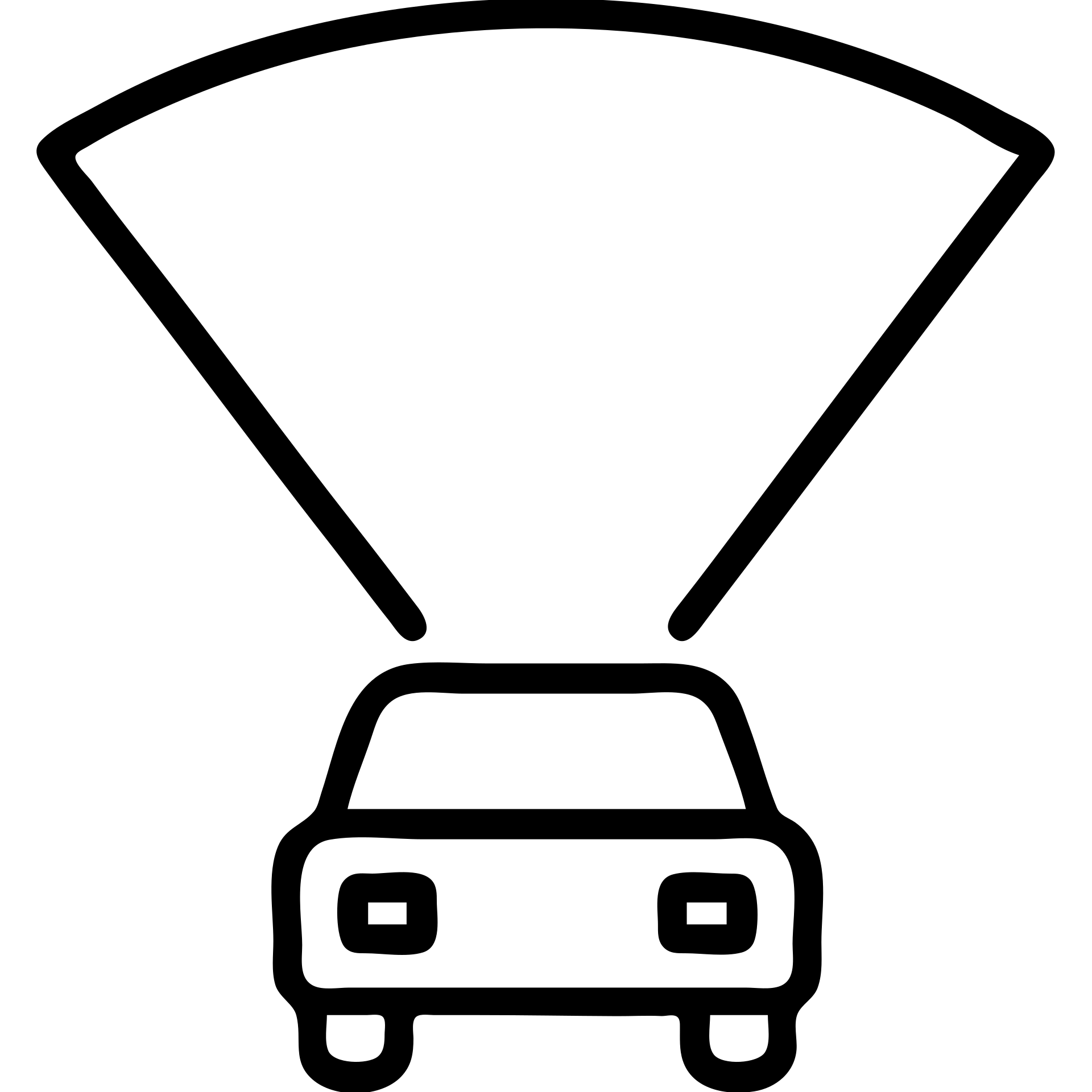 simple icon of a car with highlighted field of view, ego spatial sense for driving, outline style emoji