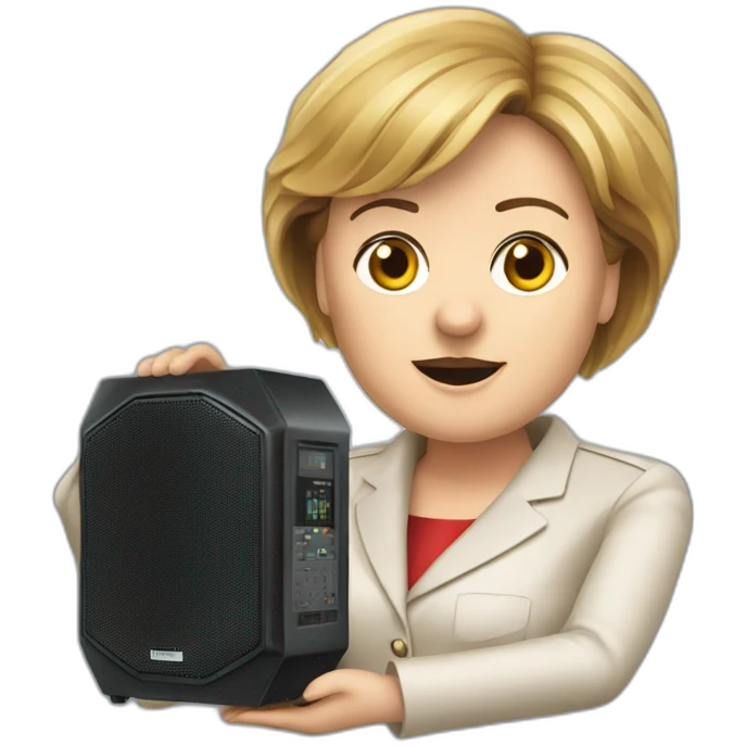 Angela Merkel with a big music speaker in her hand emoji