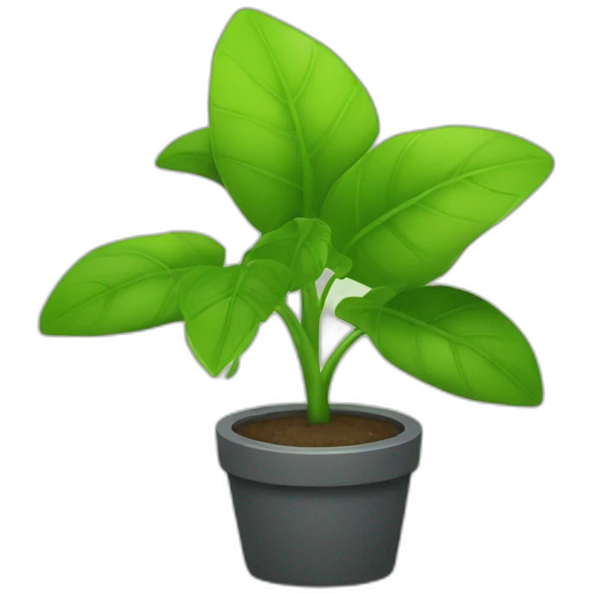 Among us jaune avec une plante verte sur la tête emoji