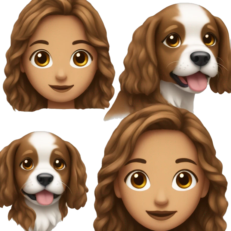 Pretty girl with brown long hair and a puppy  emoji