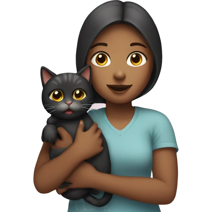 girl with cat in hands emoji