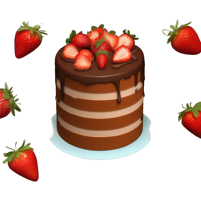 Chocolate chiffon cake topped with strawberries emoji