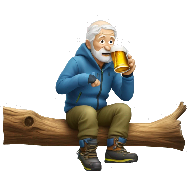 Old man ski bum drinking beers in trees  emoji