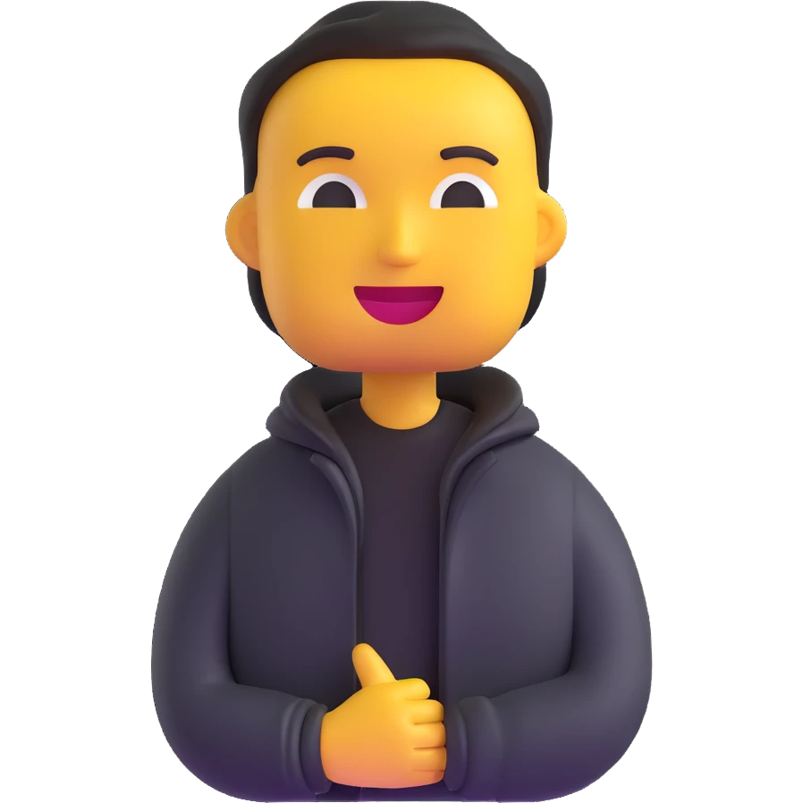 change the clothes to a black jacket, keep the 3d emoji style and slimmer face emoji