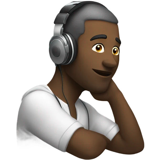 guy chilling with headphones with music loud emoji